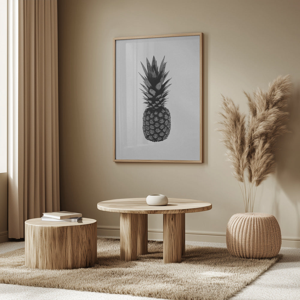 Ananas svart og hvit | Plakater - Kunsttrykk