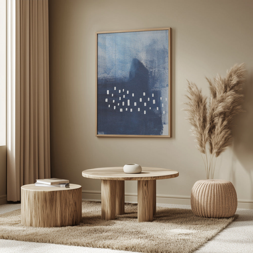 Blue Hues And White Rectangular Elements | Poster