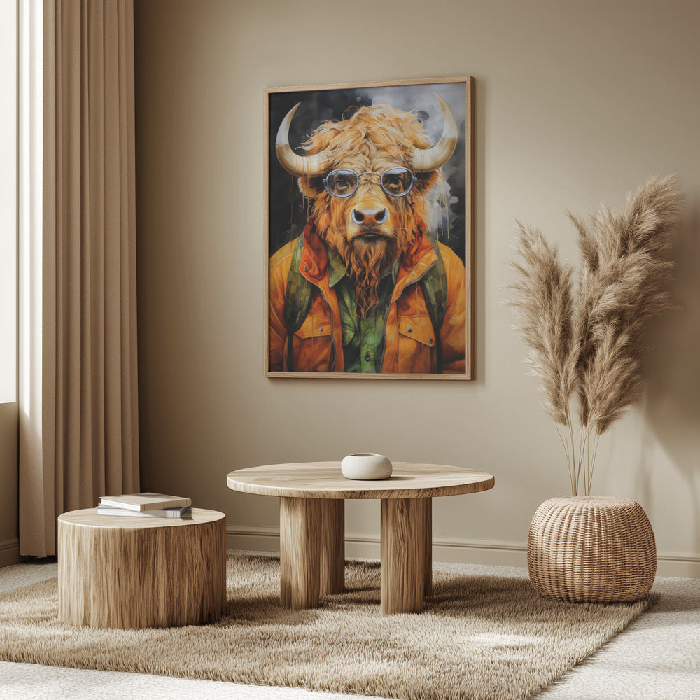 Akvarell djurkonst i buffel | Poster