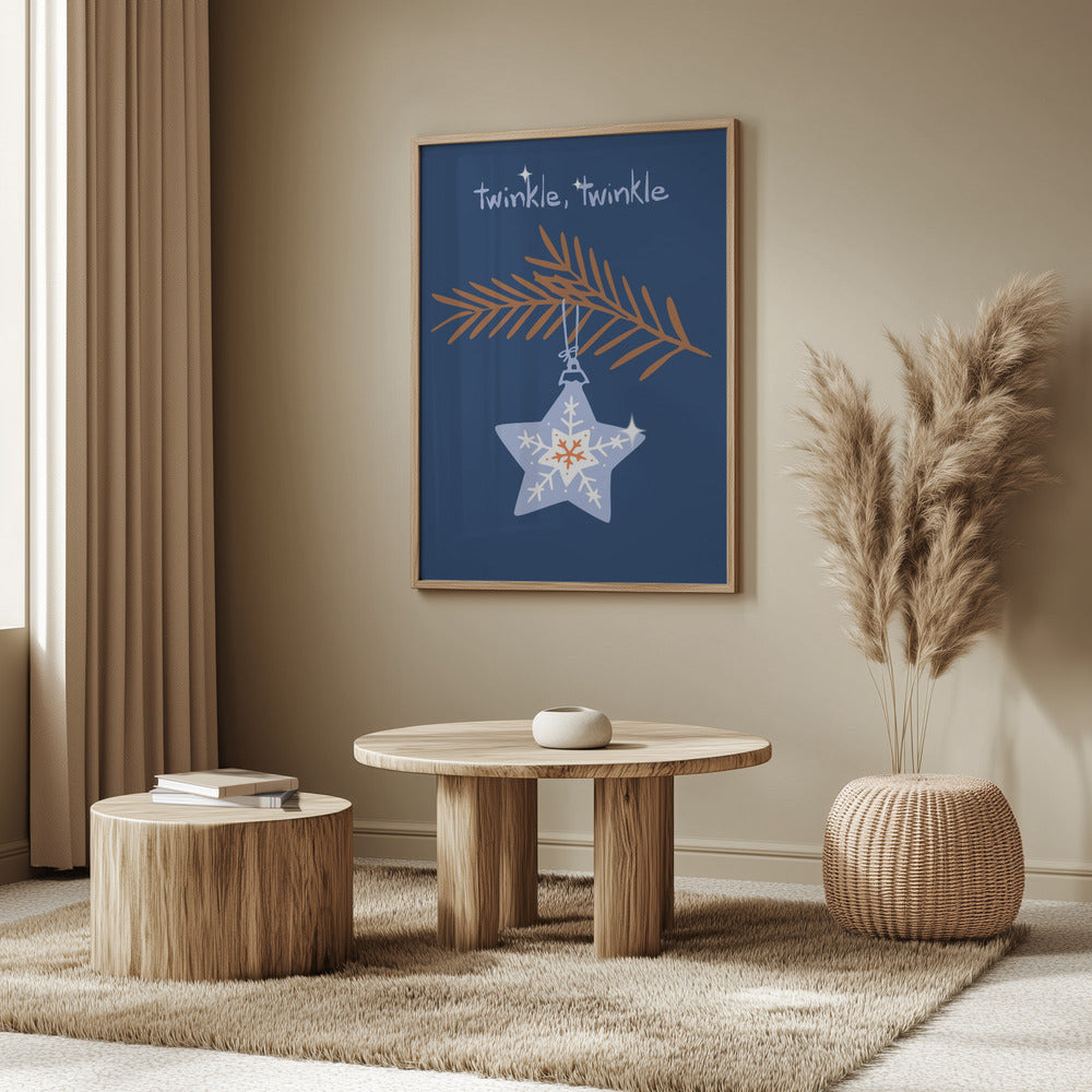Cheerful twinkle Christmas star blue | Poster