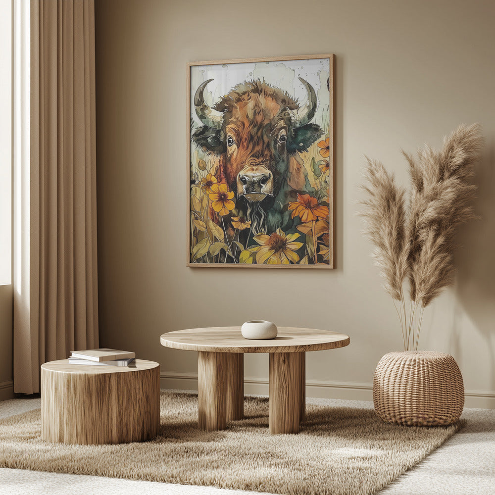 Büffel-Aquarell-Tierkunst 1 | Poster
