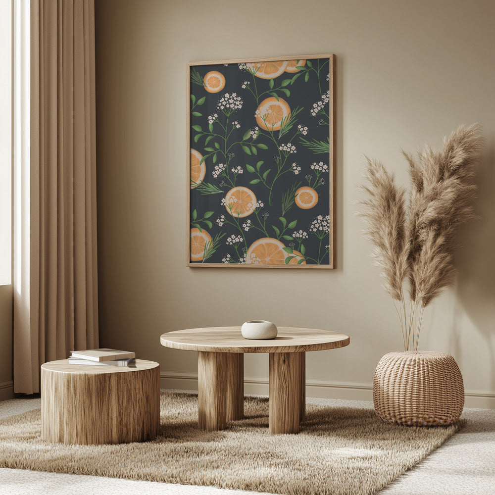 Elderflowers and Oranges Black | Poster