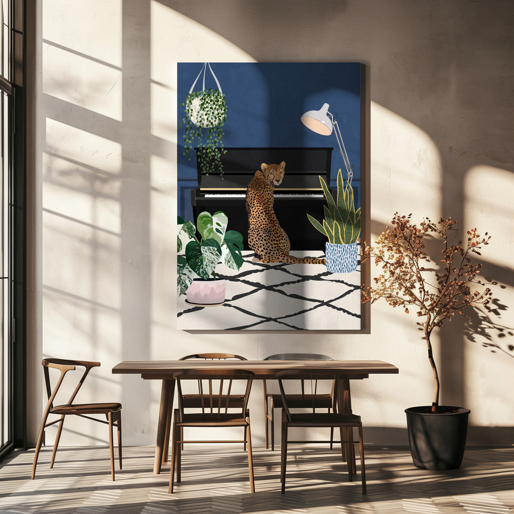 Guépard jouant du piano | Tableaux sur Toile