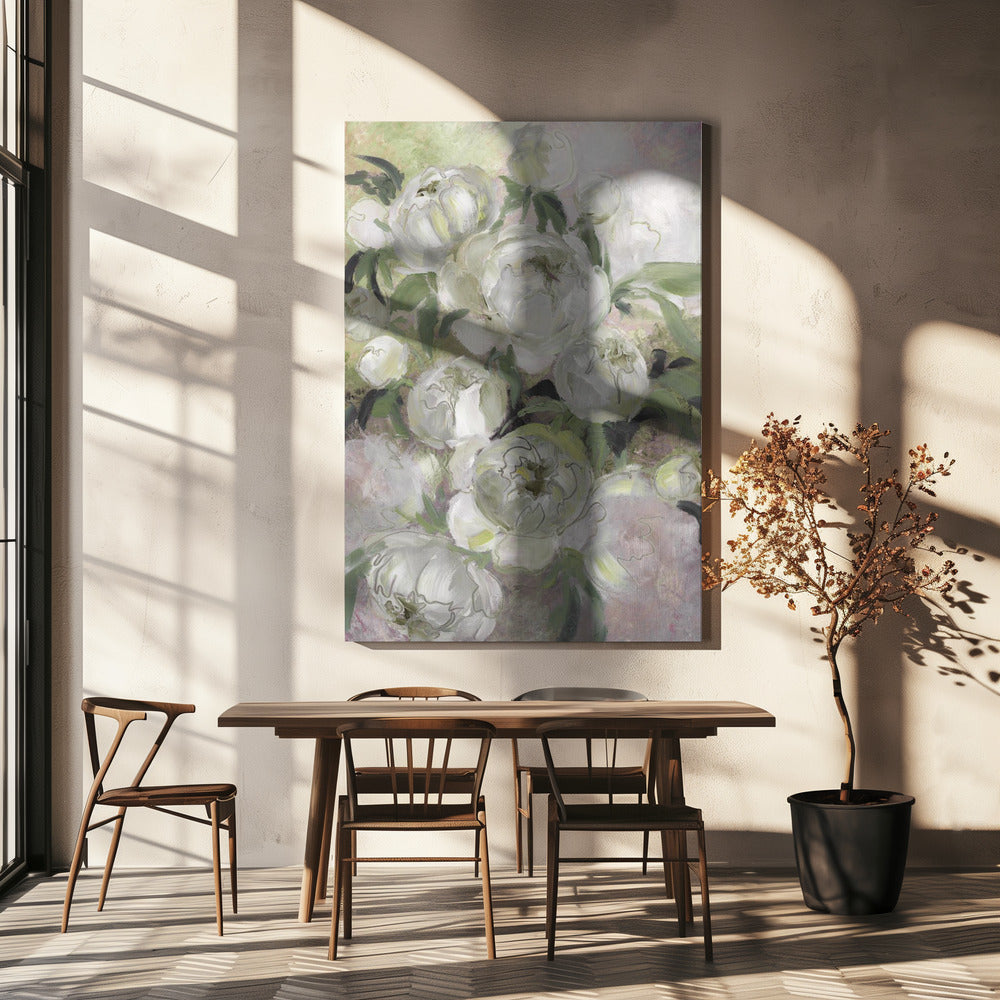 Traurige, malerische Blumen in Grün | Leinwand-Bilder