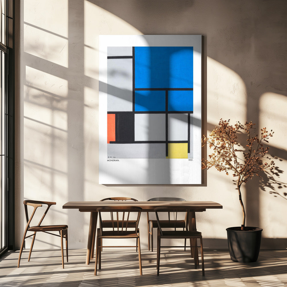 Composition avec un grand avion bleu, rouge, noir, jaune et gris 1921 | Tableaux sur Toile