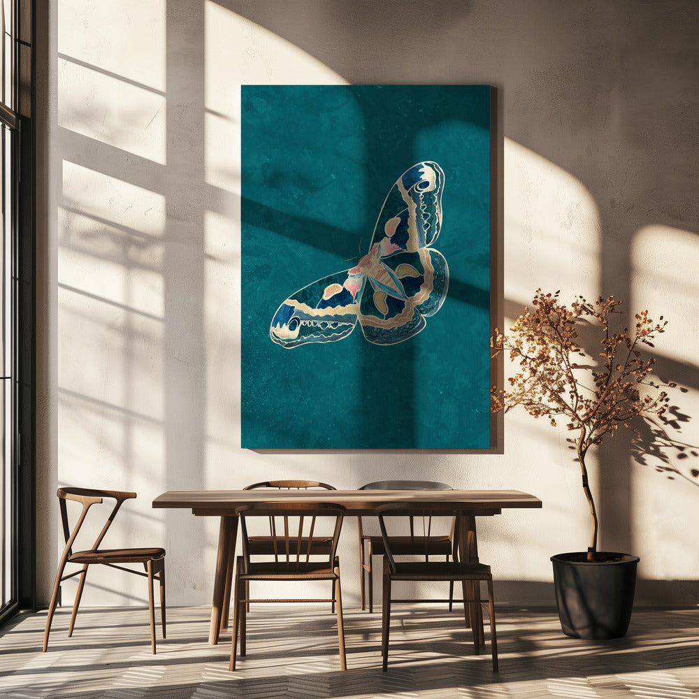 Turquoise Gold Moth Butterfly | Canvas