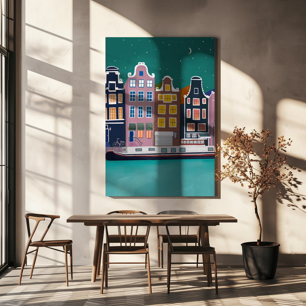 Amsterdam di notte | Stampe su Tela