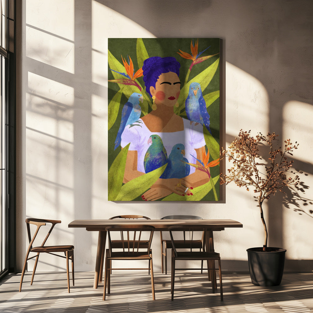 Frida et les oiseaux | Tableaux sur Toile