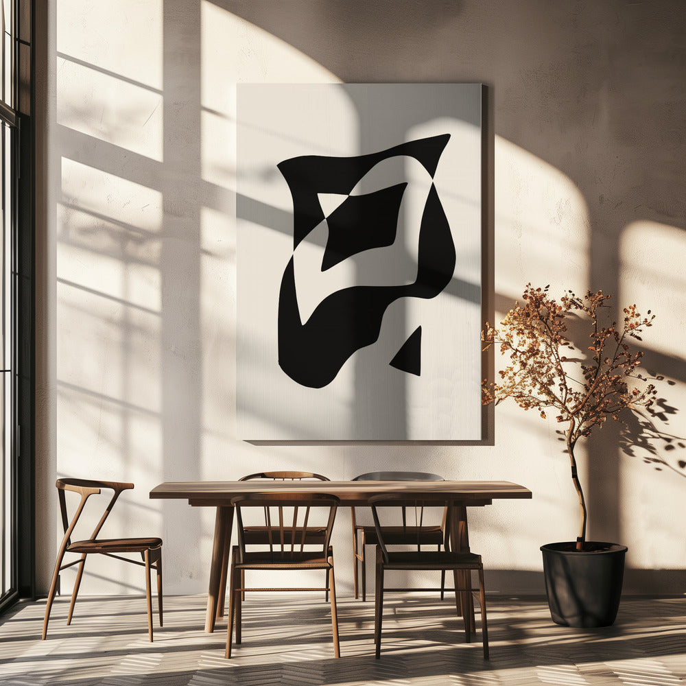 Composizione geometrica audace in bianco e nero | Stampe su Tela