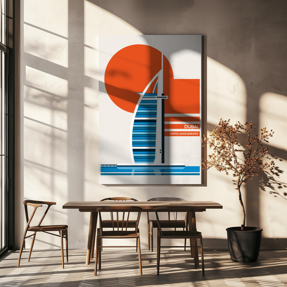 Dubai Burj Al Arab Minimalistinen Retro Matkajuliste | Canvastaulut