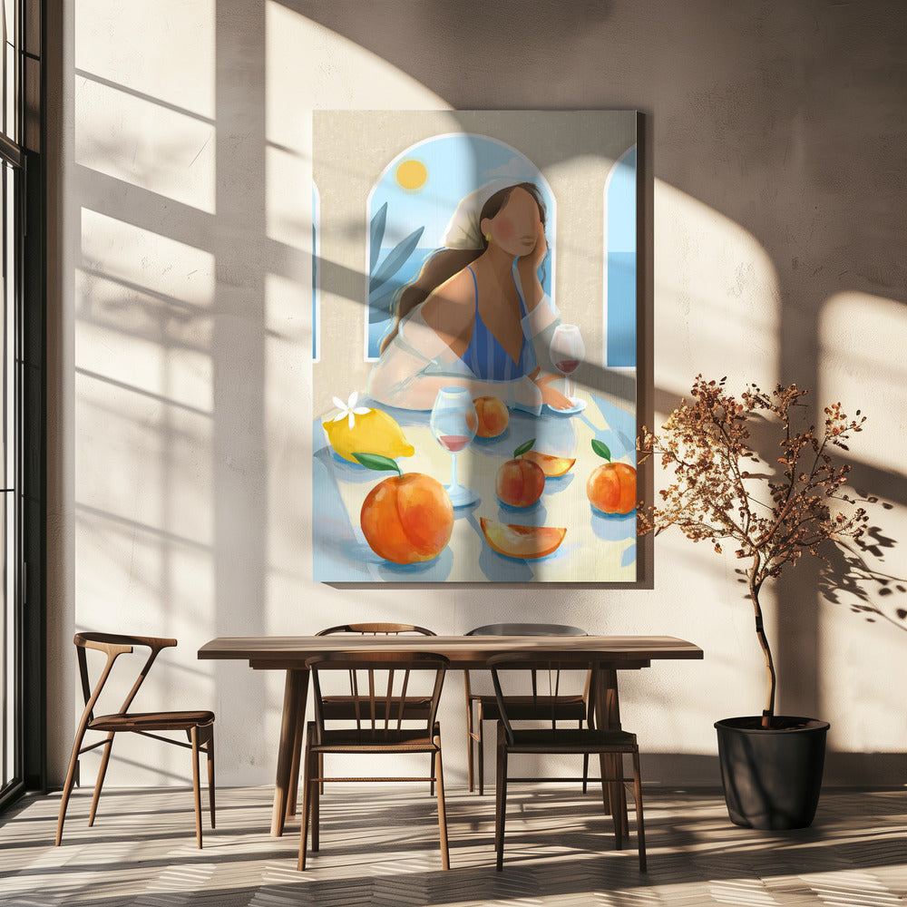 Flicka med persikor | Canvas