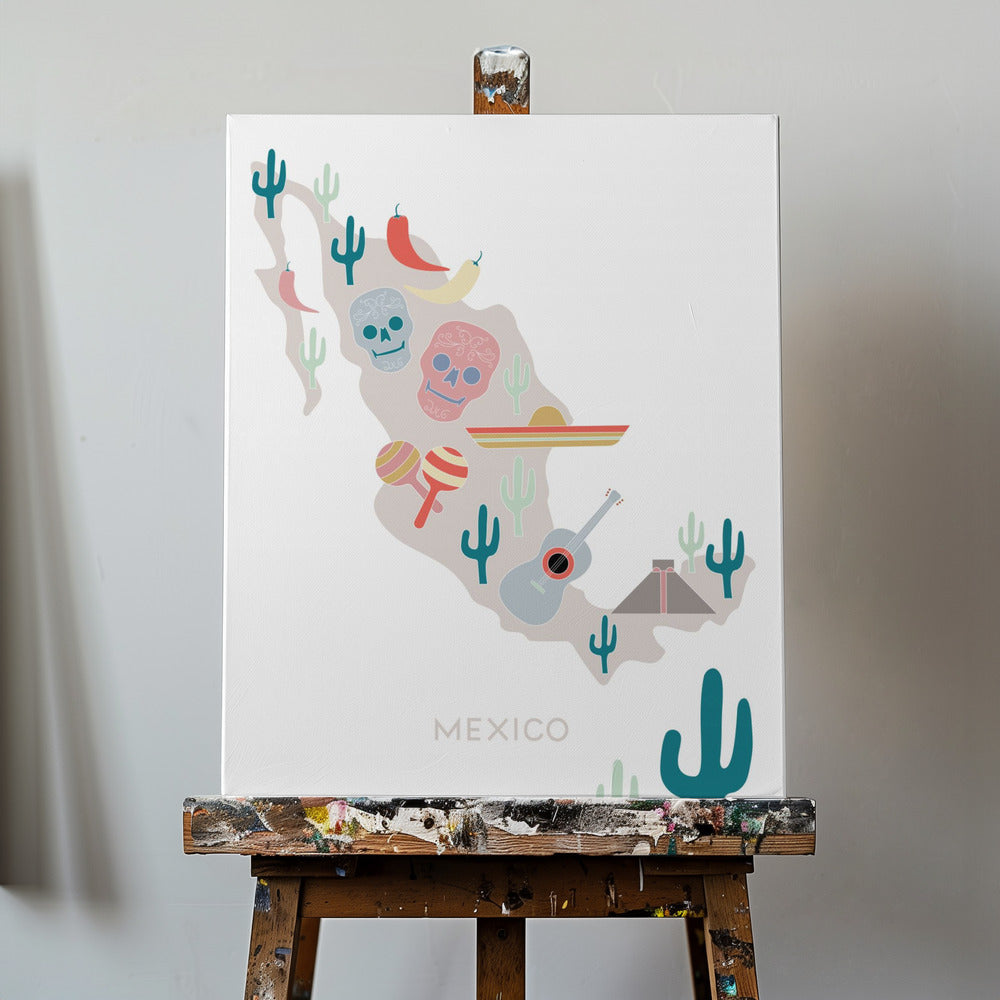 Mexico Kort Nr. 1 | Lærredsbilleder