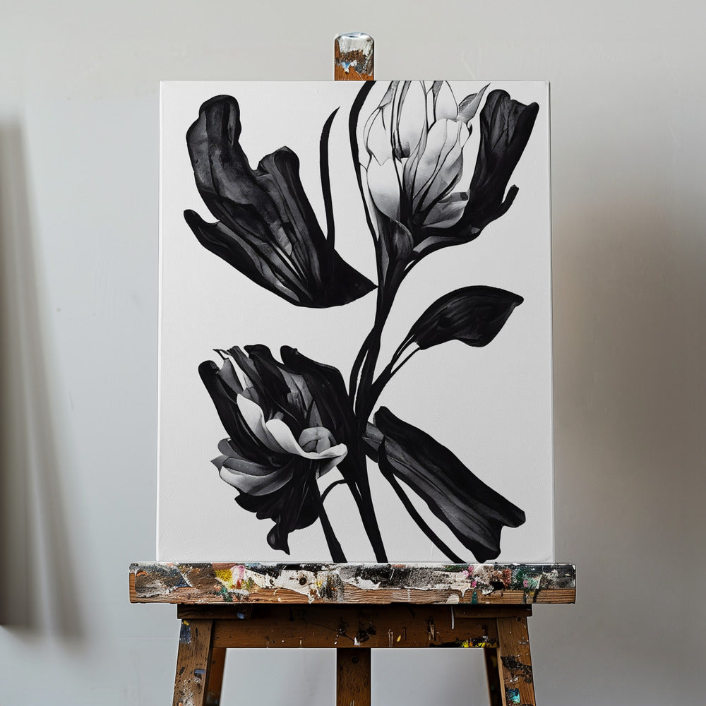 Sort blomst | Lærredsbilleder
