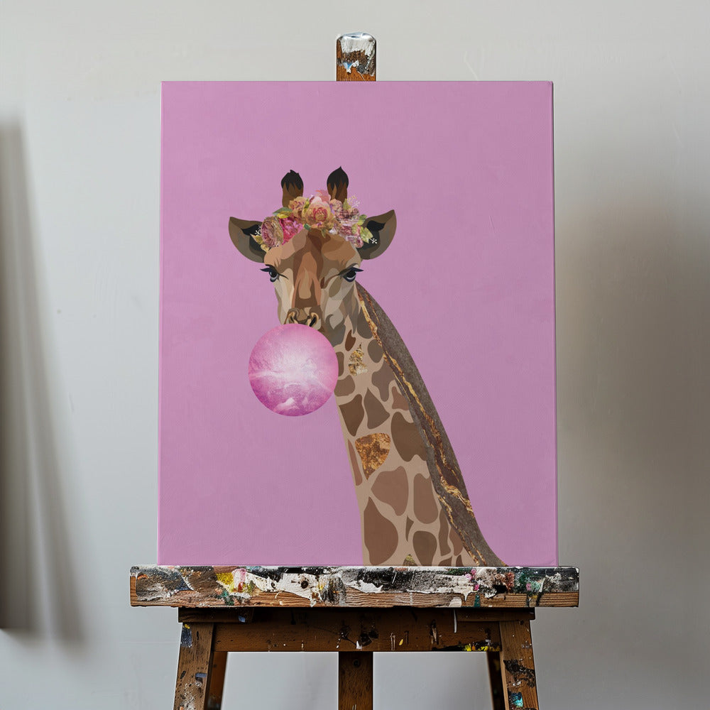 Gomma da masticare rosa giraffa | Stampe su Tela
