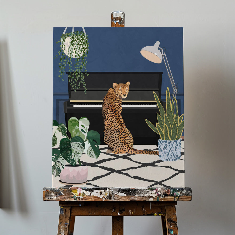 Guépard jouant du piano | Tableaux sur Toile