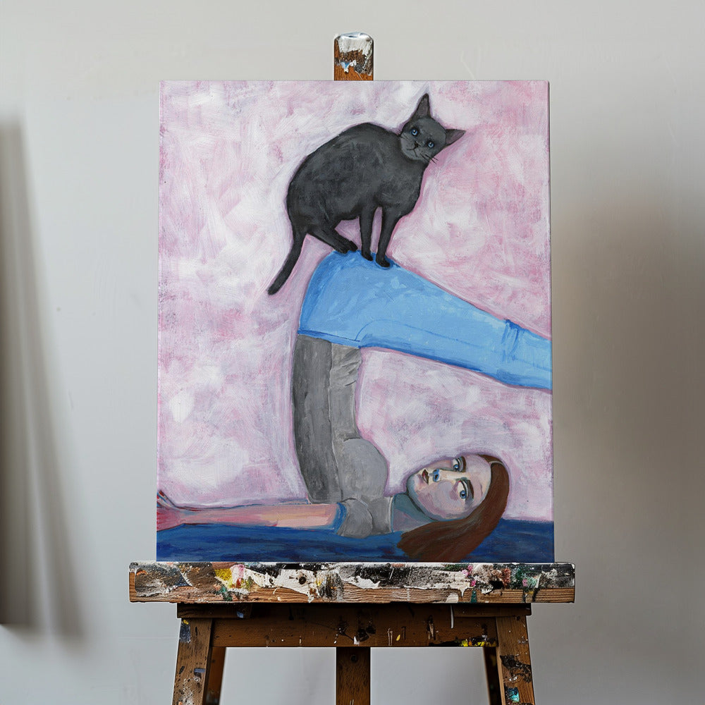 Yoga med min kat | Lærredsbilleder