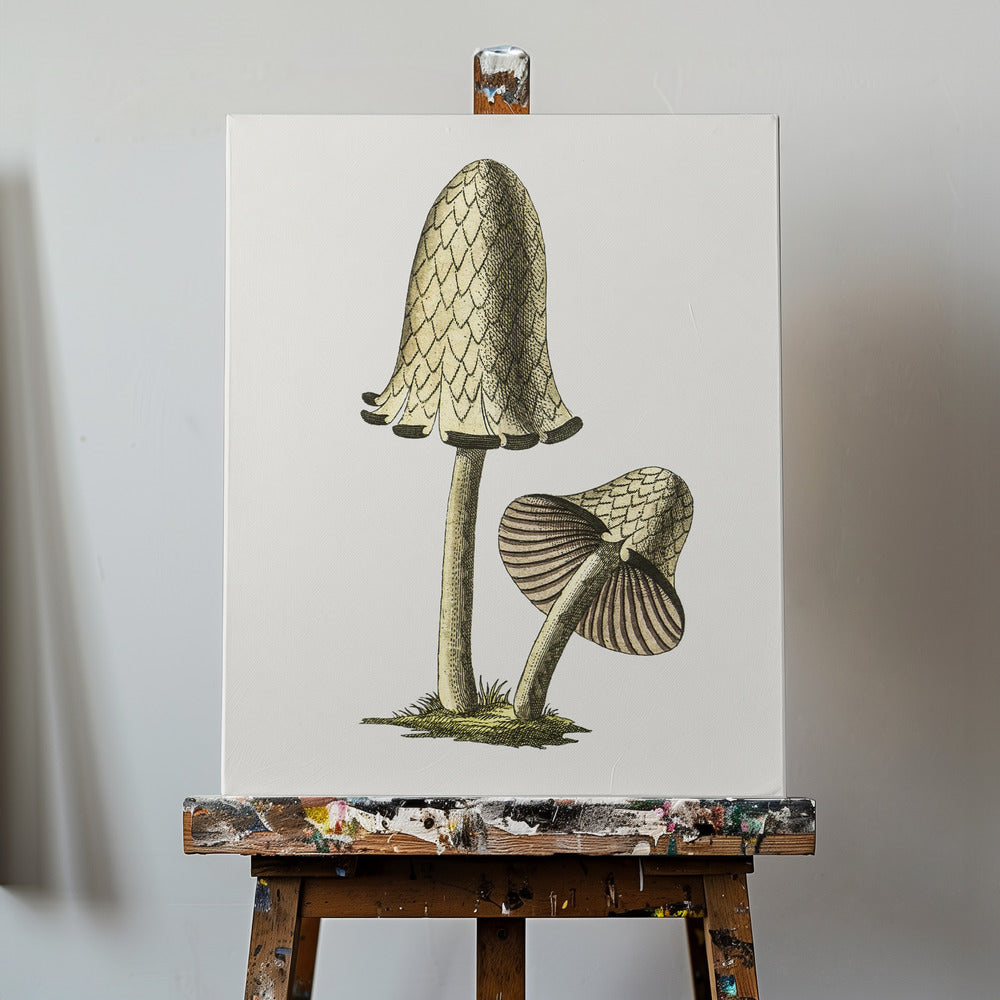 Champignon comestible vintage à capuchon d'encre | Tableaux sur Toile