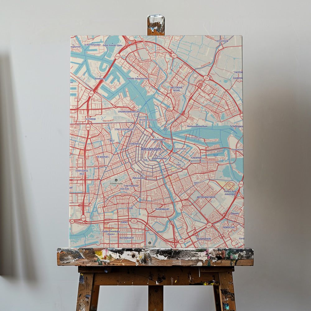 Retro-Karte Amsterdam | Leinwand-Bilder