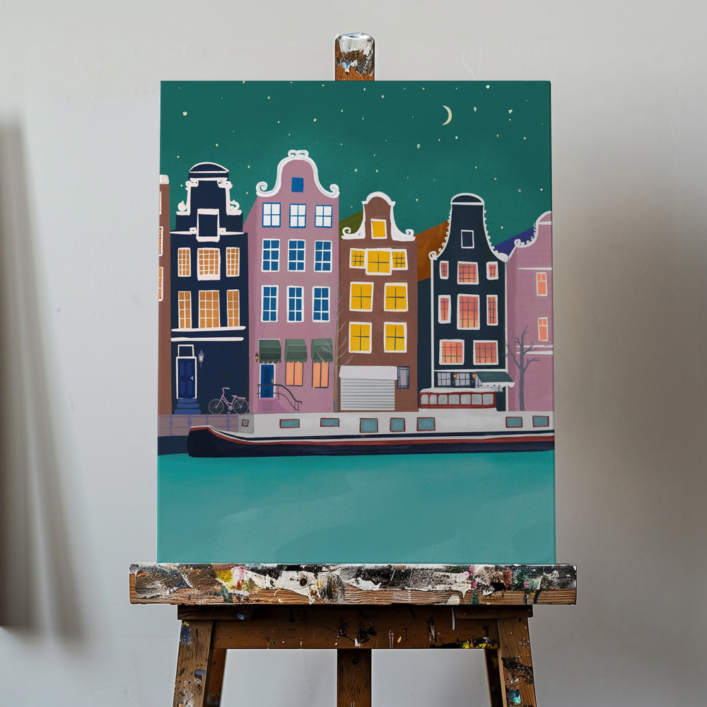 Amsterdam di notte | Stampe su Tela
