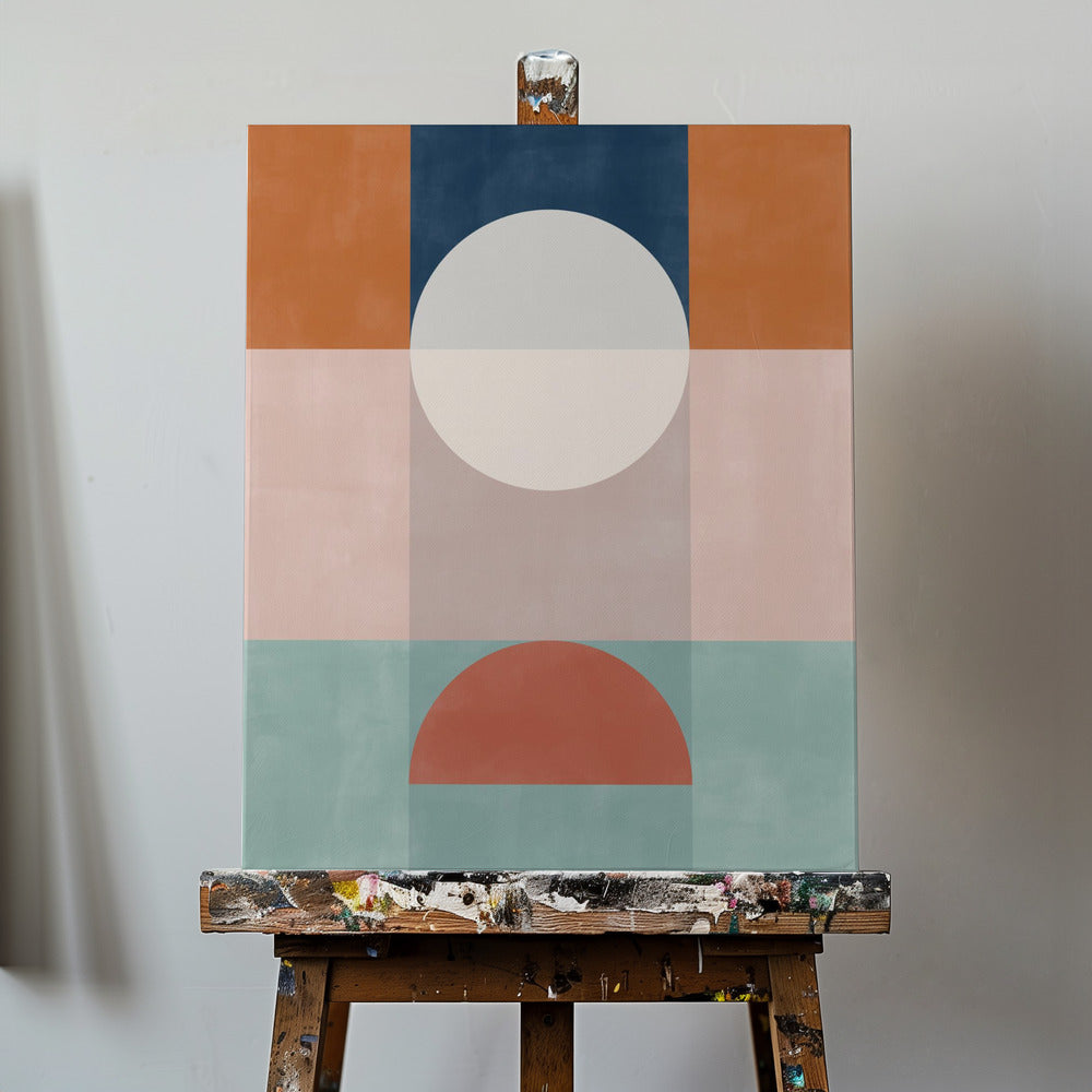 Obra de arte geométrica abstracta con tonos terrosos | Impresiones en Lienzo