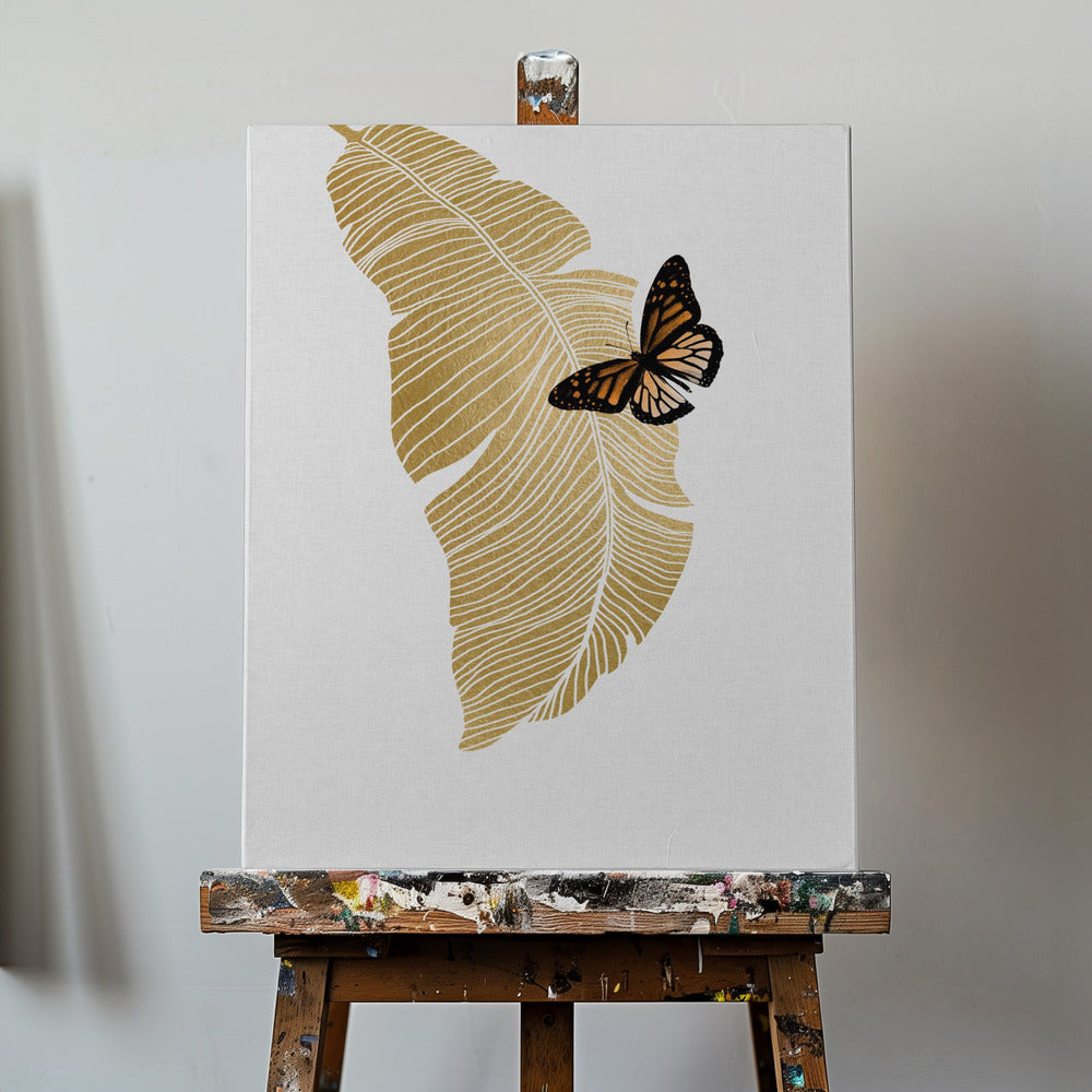 Fjäril & Palmblad | Canvas