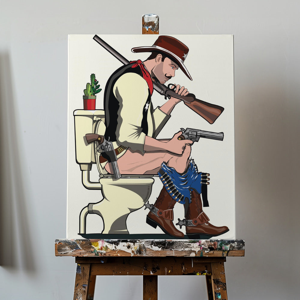 Cowboy On the Toilet | Canvas