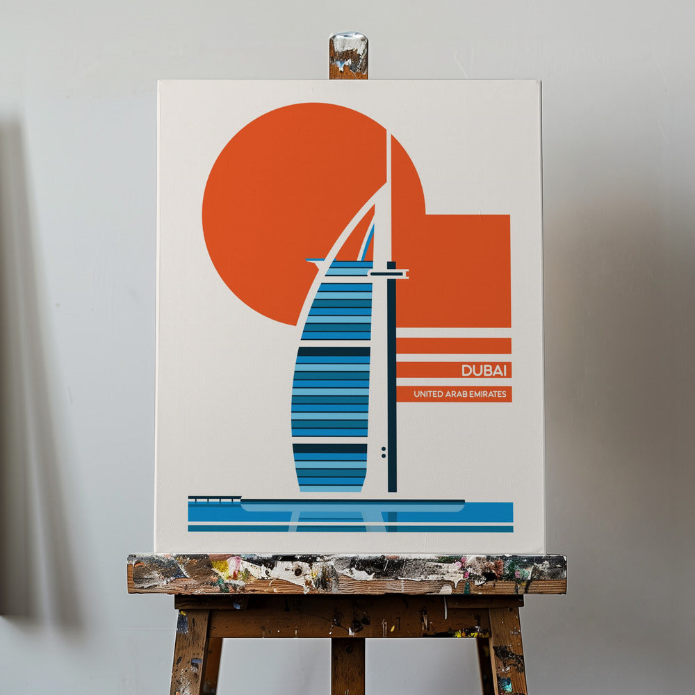 Dubai Burj Al Arab Minimalistinen Retro Matkajuliste | Canvastaulut