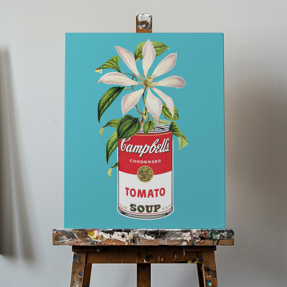 Campbells og blomster | Lærredsbilleder