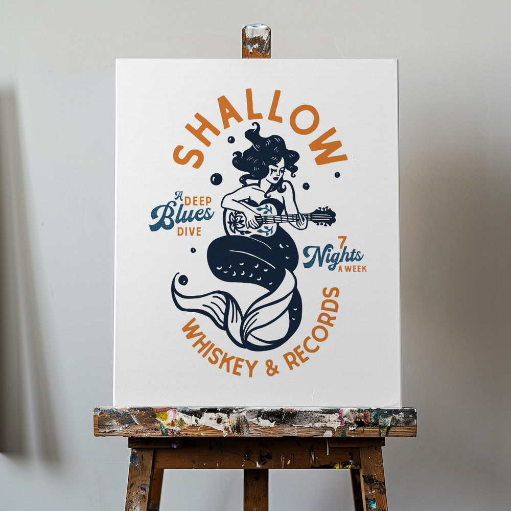 Música de bar de buceo Shallow Whiskey & Records Mermaid | Impresiones en Lienzo