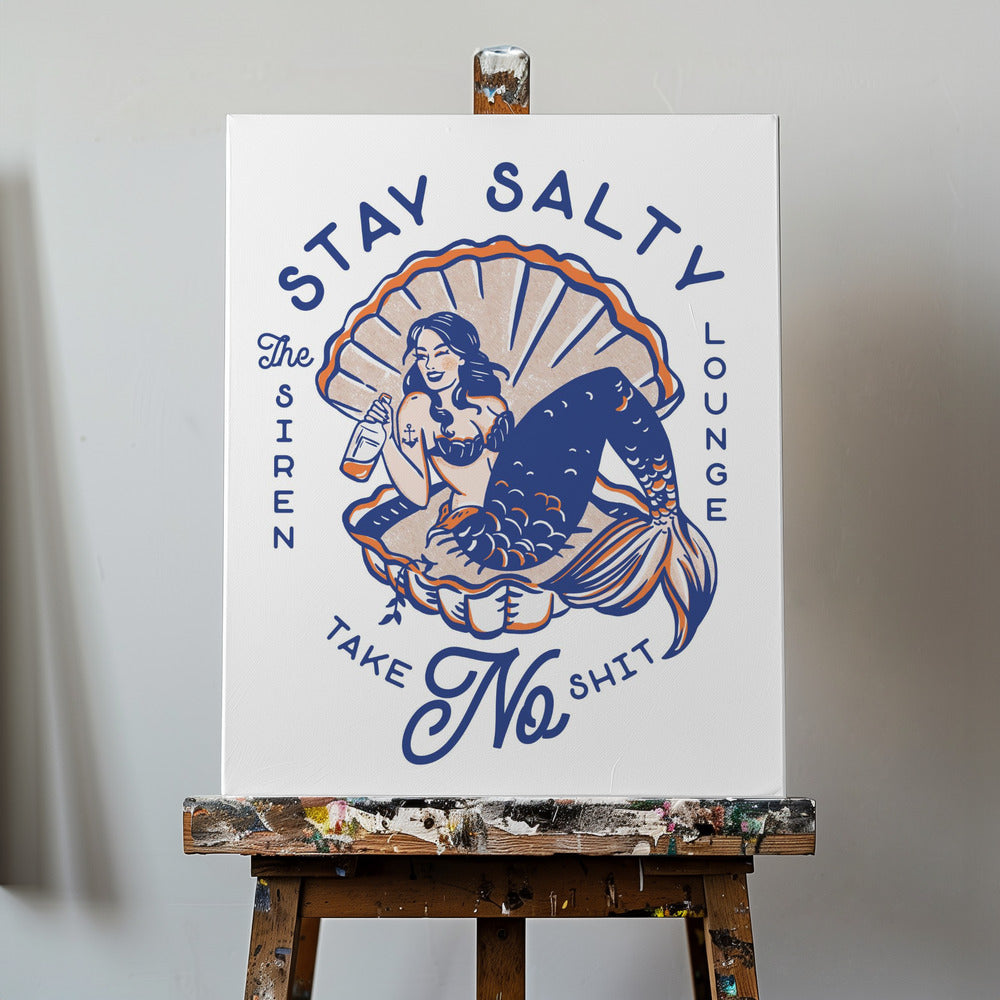 Stay Salty Siren Lounge Sirena Pin-Up | Impresiones en Lienzo