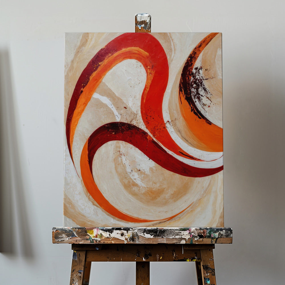 Red And Orange Swirls On A Neutral Background | Canvas