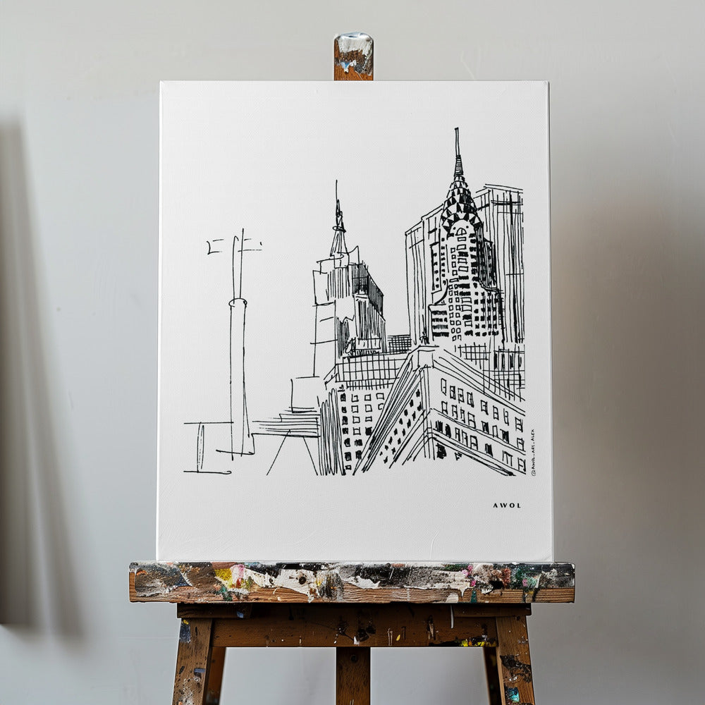 Disegno di New York City, stampa artistica degli iconici grattacieli di Manhattan | Stampe su Tela