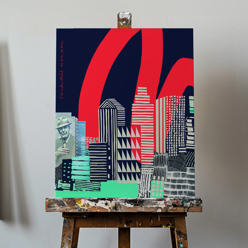 Urban Skyline Art, grafika ścienna miasta Montreal Plakaty - Wydruki Artystyczne | Wydruki na łótnie