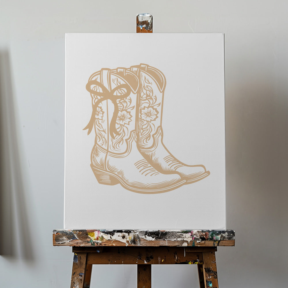 Neutrale Cowgirlstiefel mit Schleife | Leinwand-Bilder