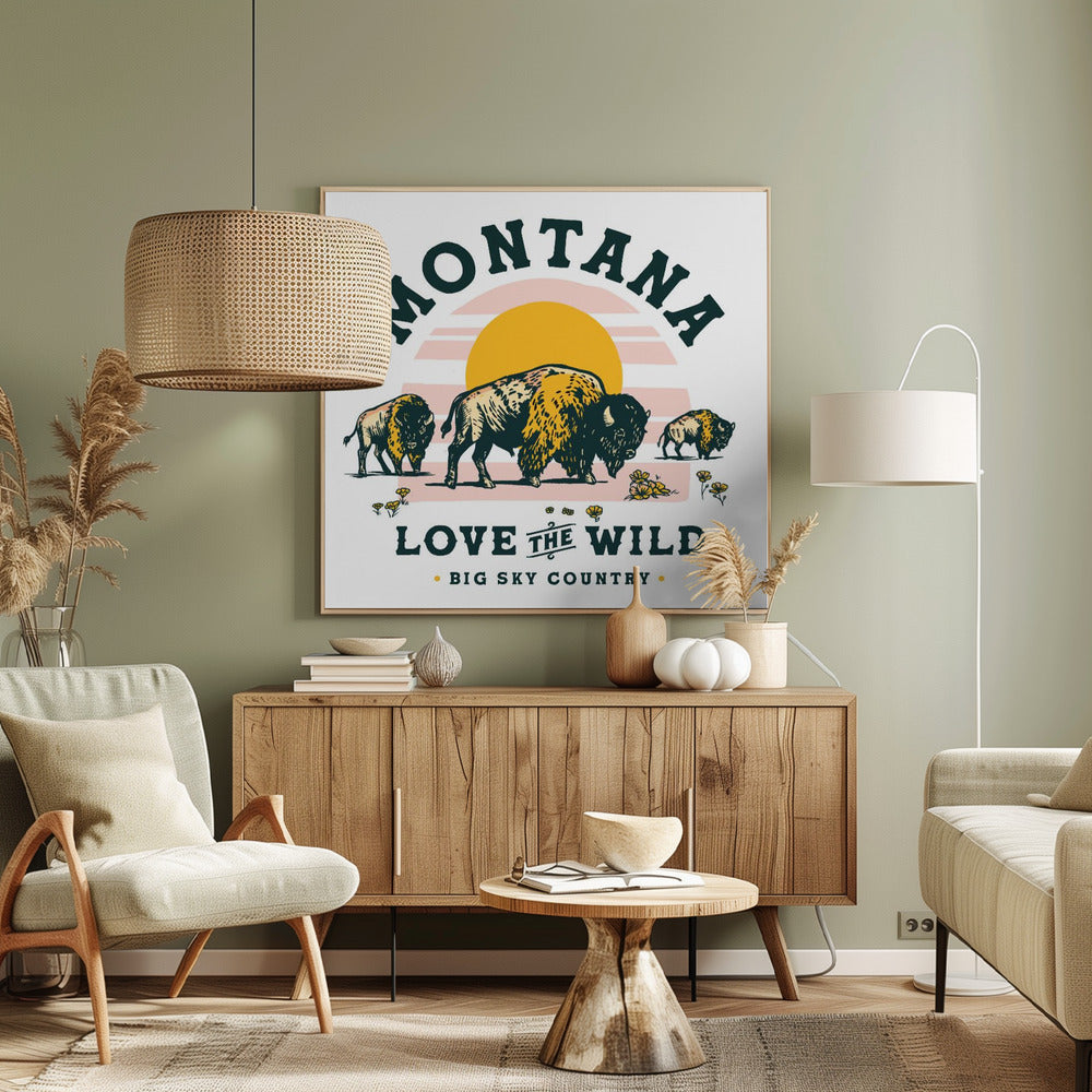 Montana Buffalo Art: Elsk naturen | Lærredsbilleder