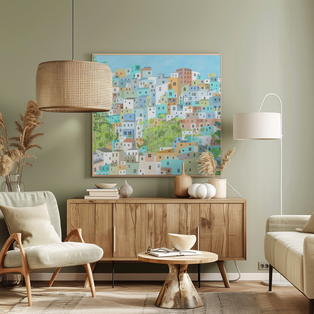 Vue sur les toits de Rio de Janeiro par l'artiste Carla Daly | Tableaux sur Toile