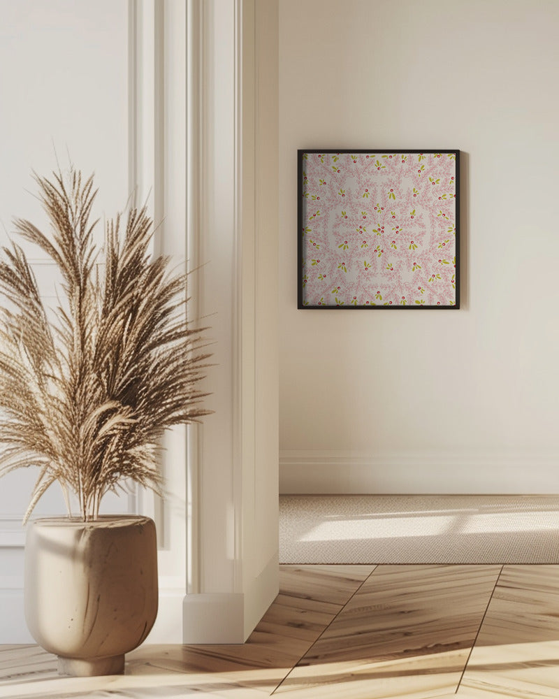 Wonderful holiday joy twigs soft pink pattern | Poster