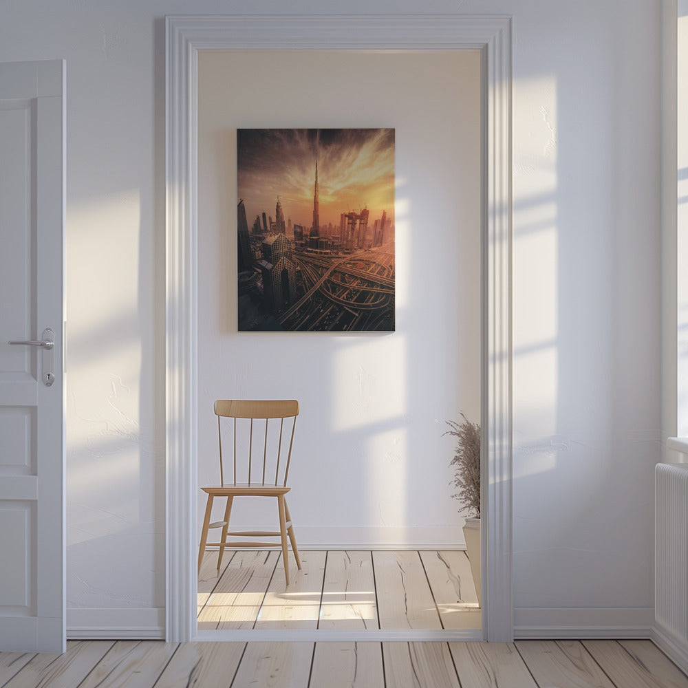 Le coucher de soleil enflammé de Dubaï | Tableaux sur Toile