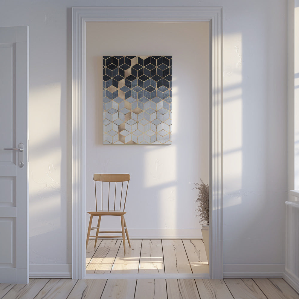Cubi sfumati blu tenui | Stampe su Tela