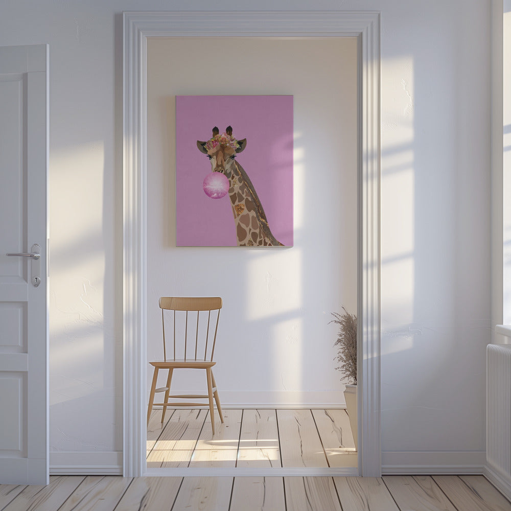 Gomma da masticare rosa giraffa | Stampe su Tela