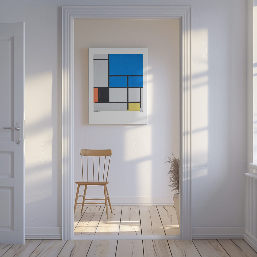 Composition avec un grand avion bleu, rouge, noir, jaune et gris 1921 | Tableaux sur Toile