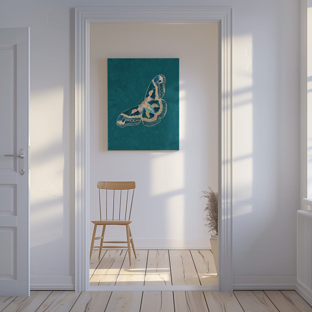 Turquoise Gold Moth Butterfly | Canvas