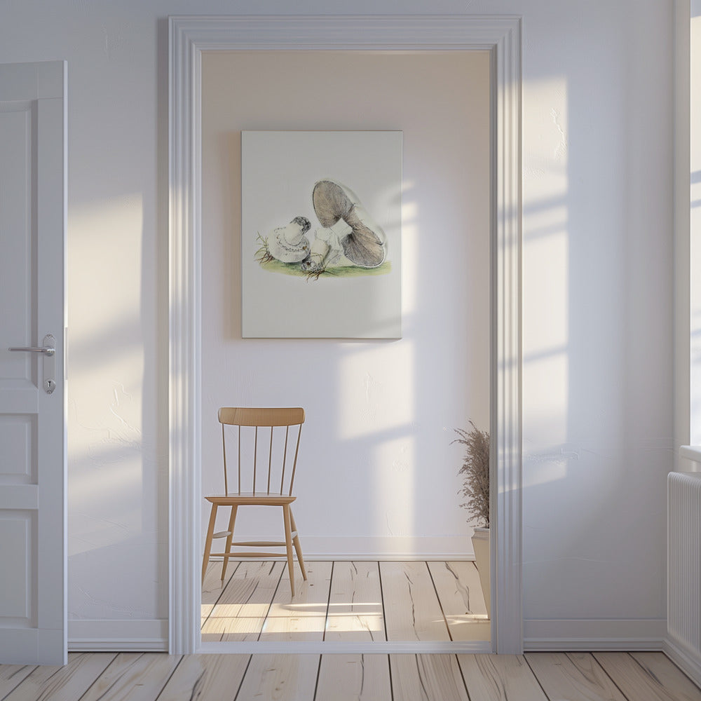 Cheval champignon dessiné à la main debout | Tableaux sur Toile