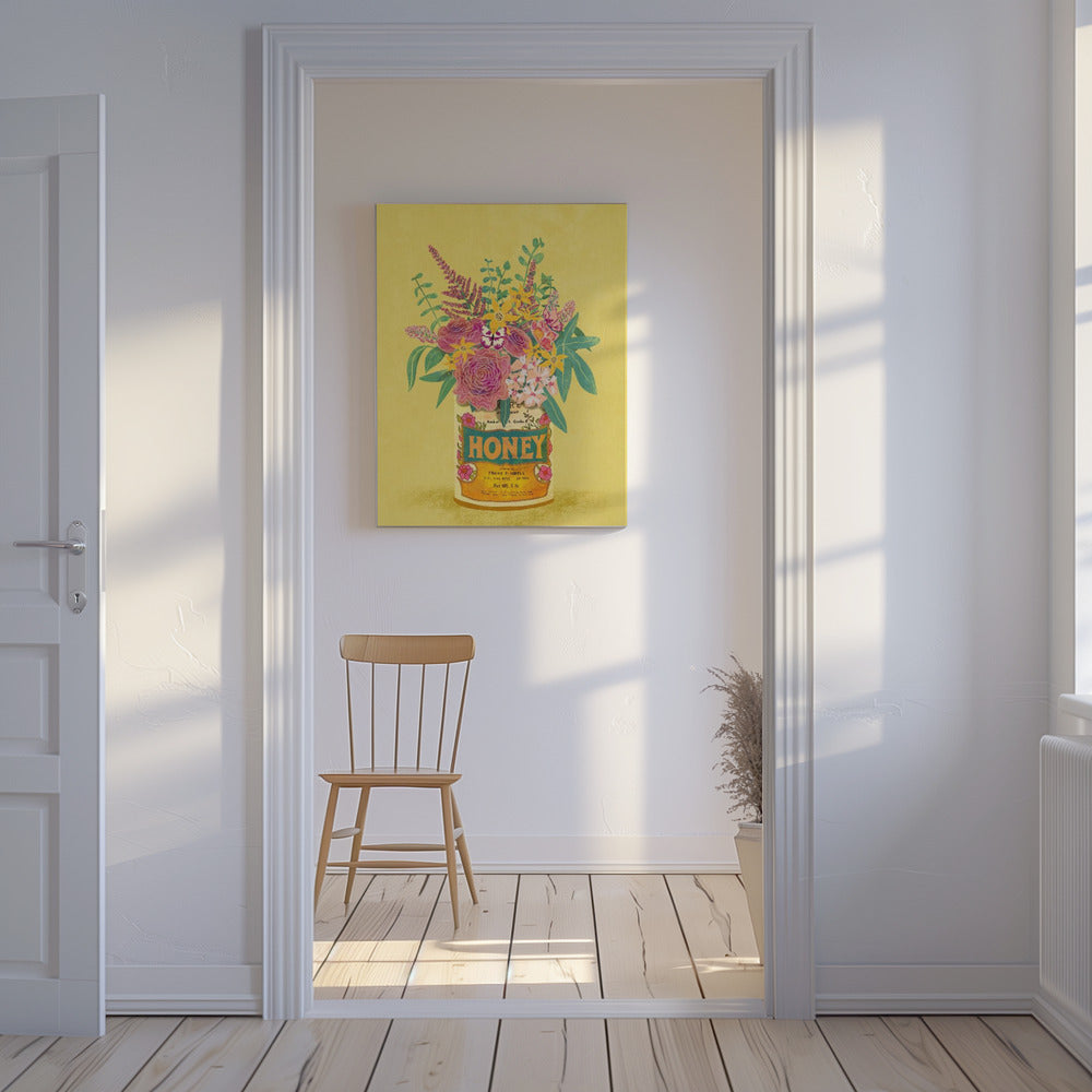 Flowers In a vintage Honey Can | Canvas