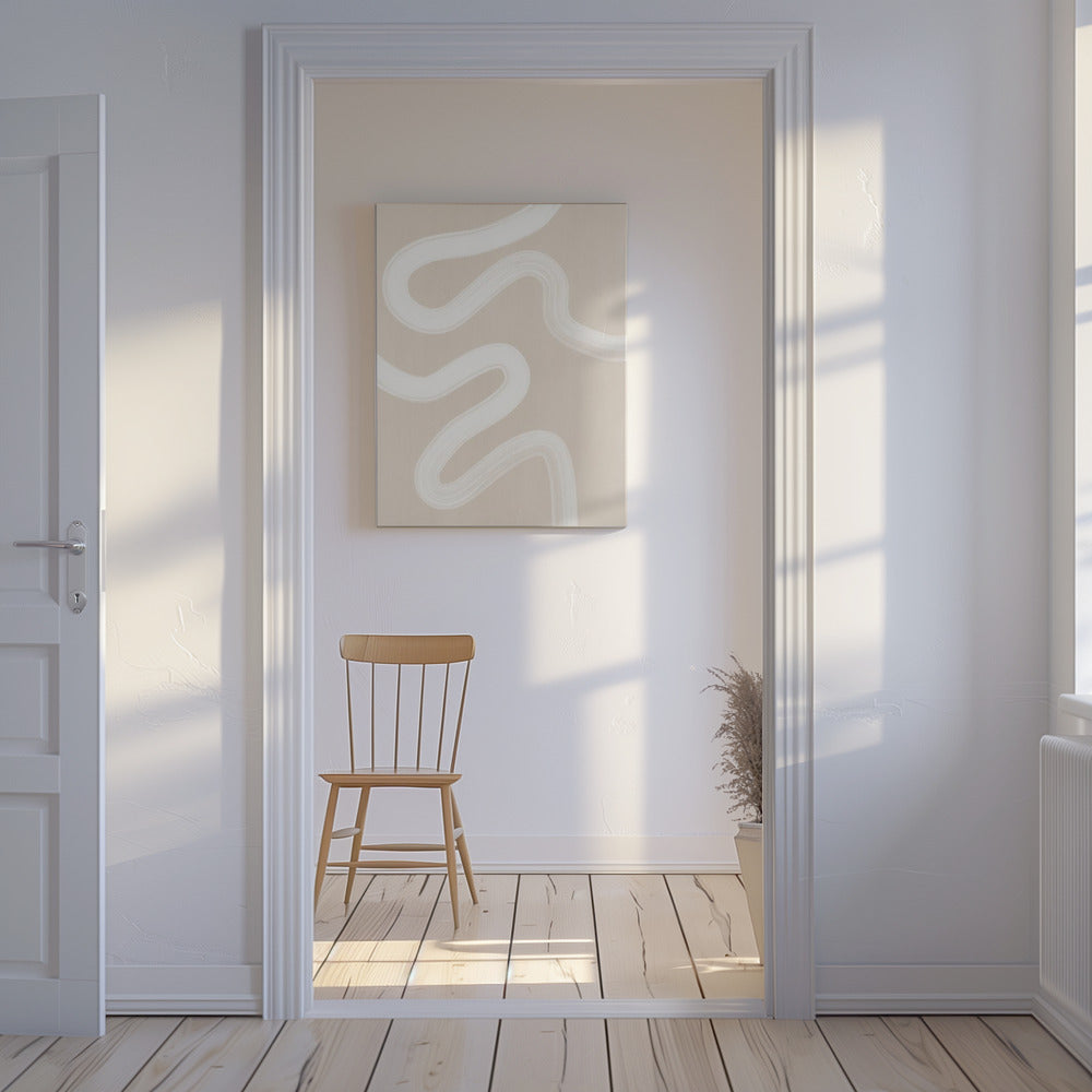 Beige enlinjeteckning | Canvas