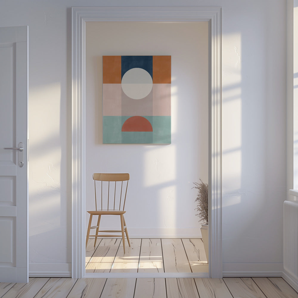 Obra de arte geométrica abstracta con tonos terrosos | Impresiones en Lienzo