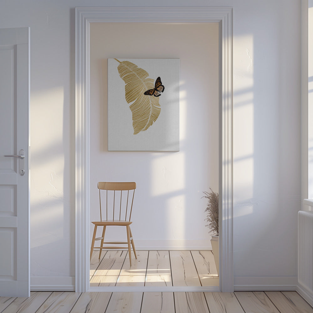 Fjäril & Palmblad | Canvas
