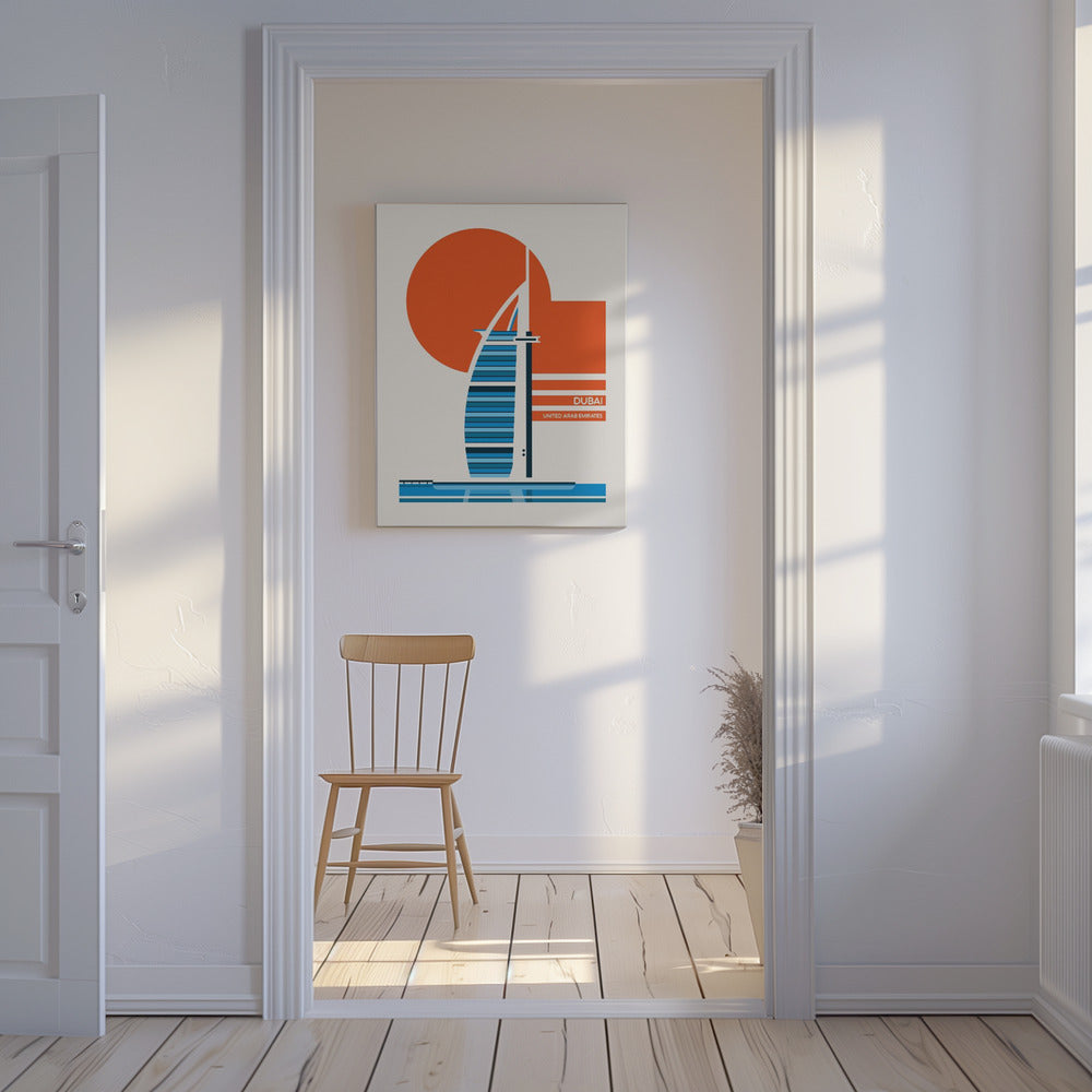 Dubai Burj Al Arab Minimalistinen Retro Matkajuliste | Canvastaulut