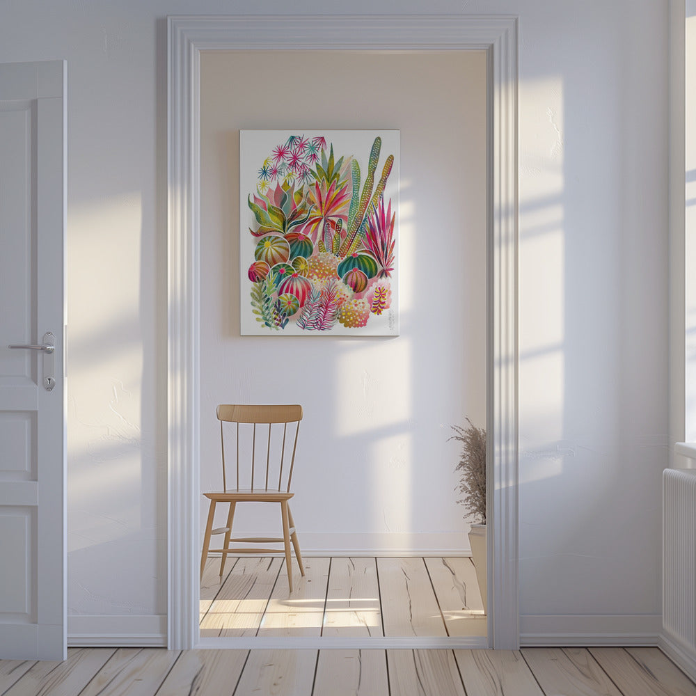 Blommande suckulenter och kaktusar | Canvas
