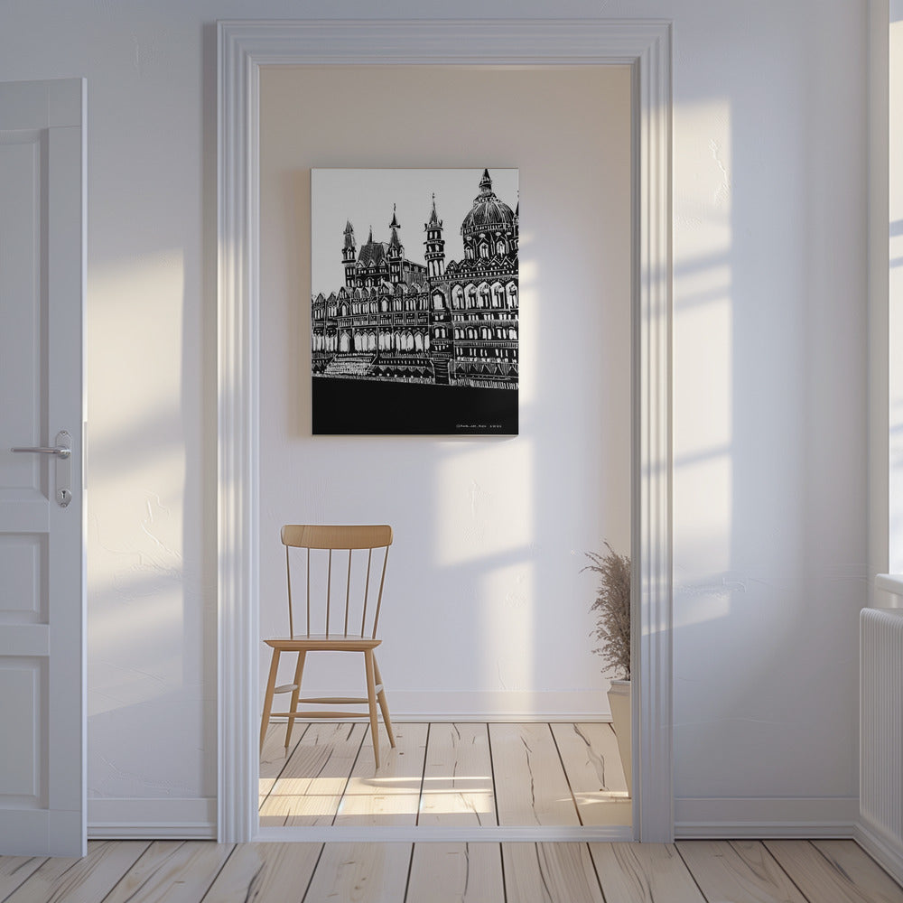 Budapest, Ungerns stadskonst, svartvit arkitekturteckning | Canvas